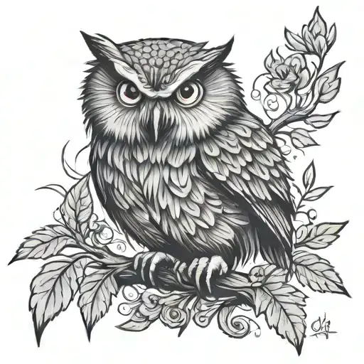 Little Angry Owl Sitting