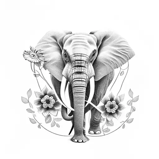 Elephant With Flowers