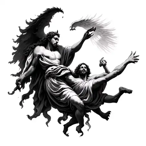 God Holding Hand From Heaven And The Devil Dragging You Down