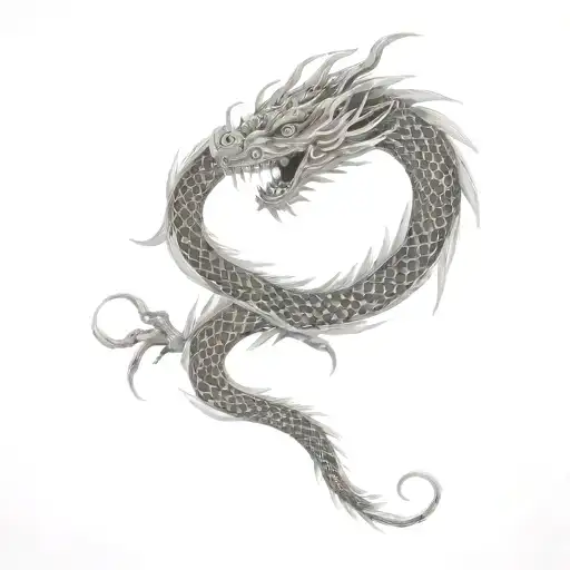 Japan Dragon With Sakura