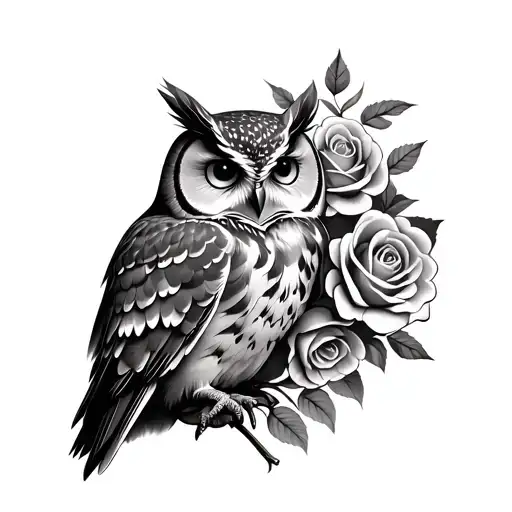 Owl With Roses