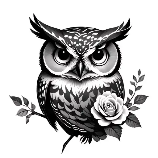 Owl With Tattoo Roses