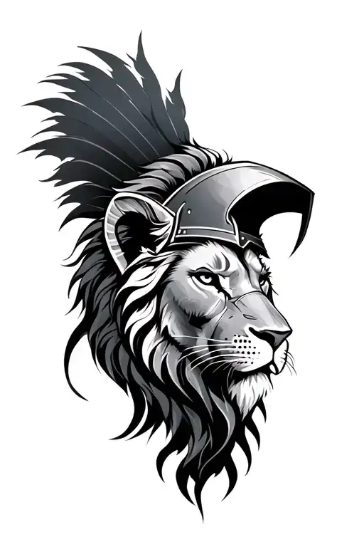 Lion And Spartan Warrior