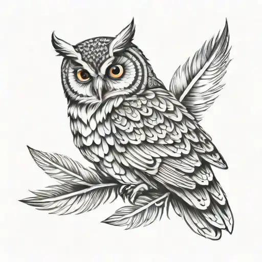 Owl On Feather