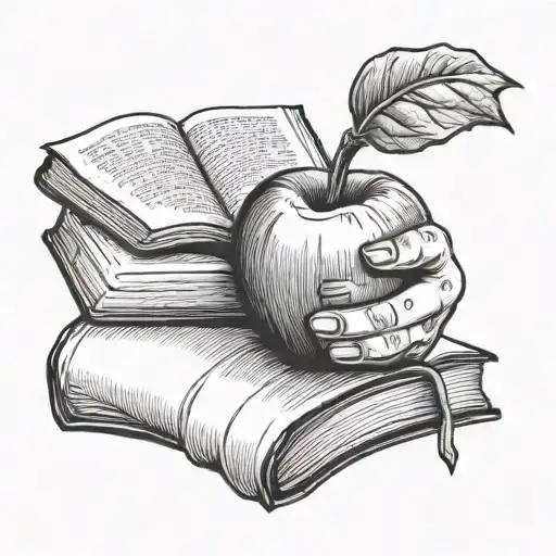 Hand Holding An Apple With A Bite With A Book