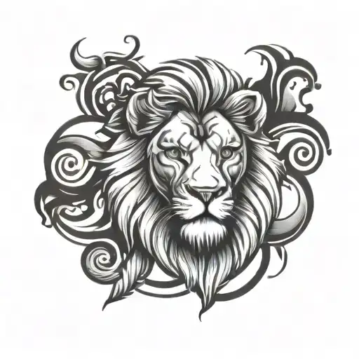 Armband Tattoo With Lion Face Surrounded