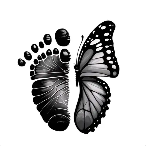 Half Baby Footprint And Half Butterfly