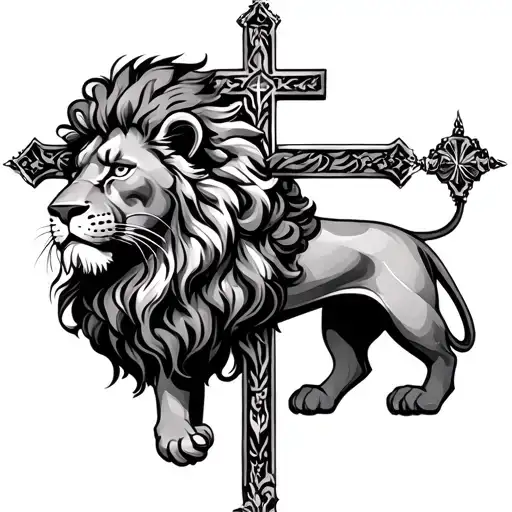 God And Lion And Cross