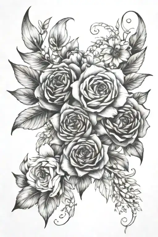 Floral Bouquet Birth Flower Intertwined