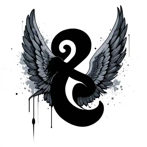 Semicolon With Digital Angel Wings Symbolizing Running