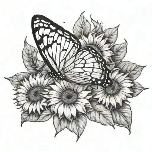 Butterfly And Sunflower