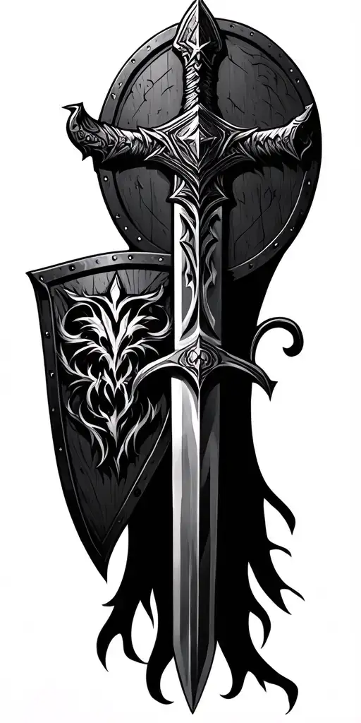 Norse Mythology Sword And Shield Yggrasil