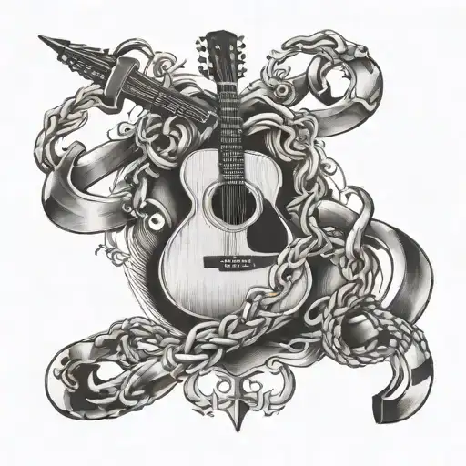 Acoustic Guitar And A Anchor Entwined