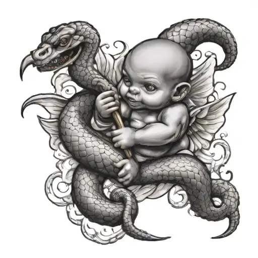 Gangster Baby Cupid Fighting Snake