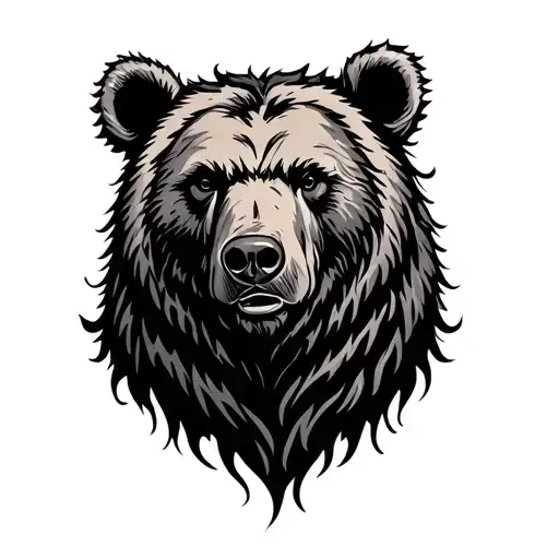 Serious Bear Head With Shadow Tendrils Encircling