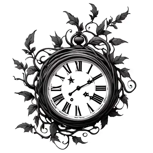 Clock Wrapped In Vines With Roman Numerals