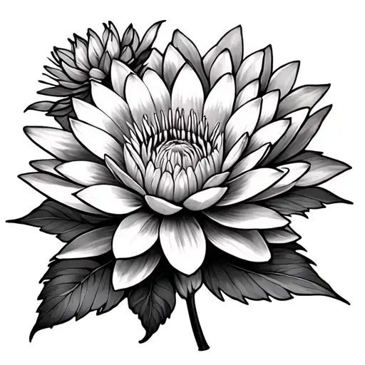 Chrysanthemum And Water Lily