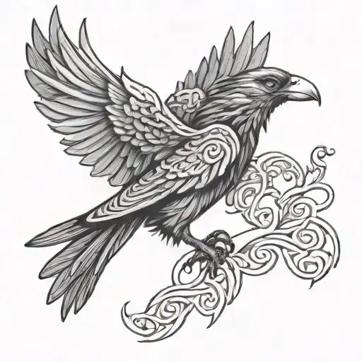 Celtic Raven Flying