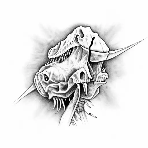 Dinosaur Bones And Flowers