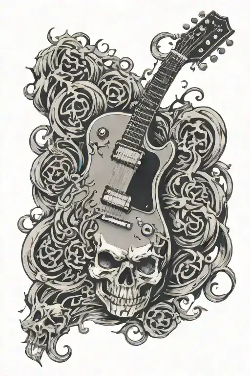 Gibson Guitar With Skulls Longside Flames For Foresrm