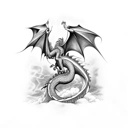 Dragon Engulfing A Cross
