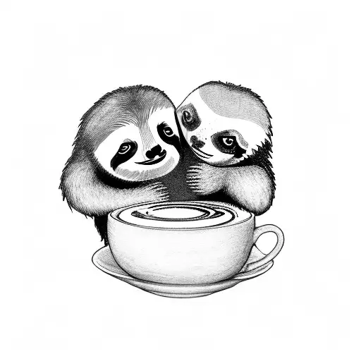 A Cute Sloth Couple Enjoying A Cup Of Coffee In A Cozy Cafe