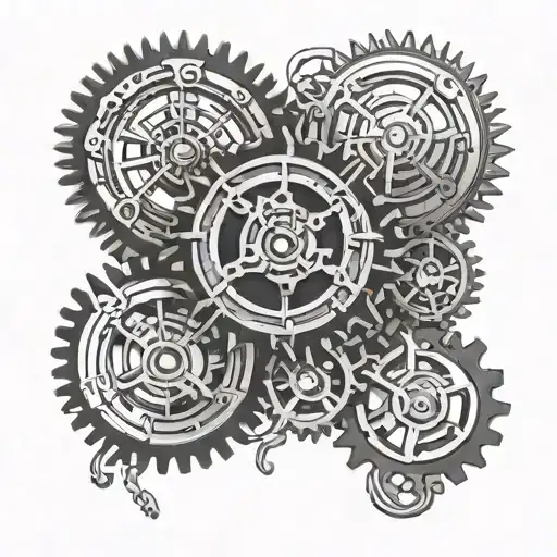Clock Face With Motorcycle Style Gears And Chain