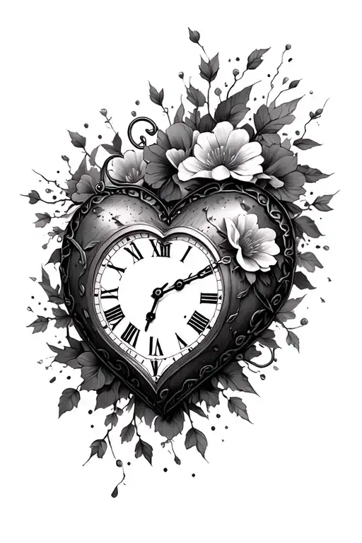 Heart Clock Floral Chains Breaking And Bursting