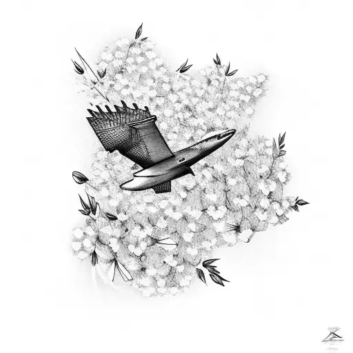 A Majestic Airplane Flying Through A Field Of Blooming Flowers