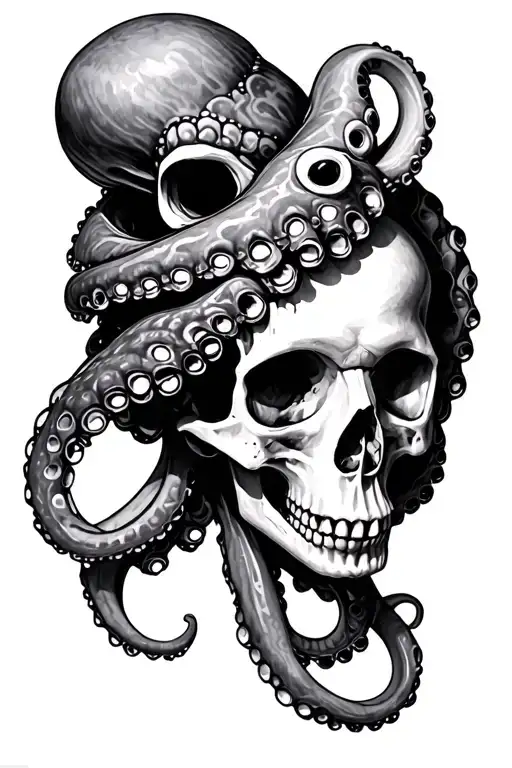 Octopus Wrapped A Human Skull