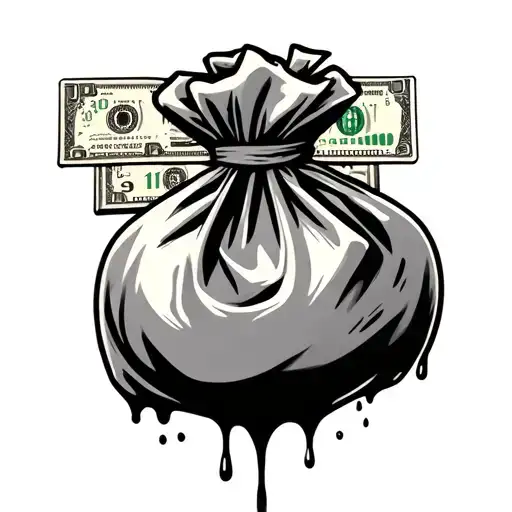 Money Bag And Second Street Sign With Blood Drippin