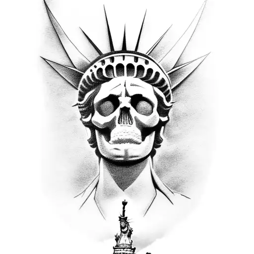 Statue Of Liberty With Skull