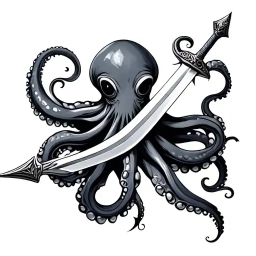 Octopus Holding A Sword