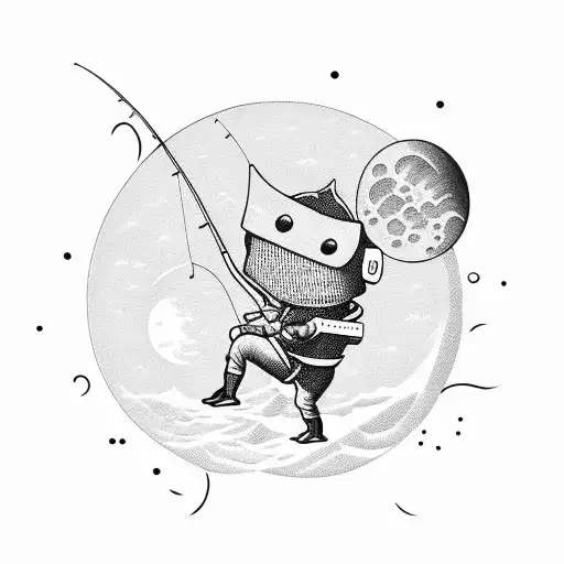 Fishing Boy On Moon