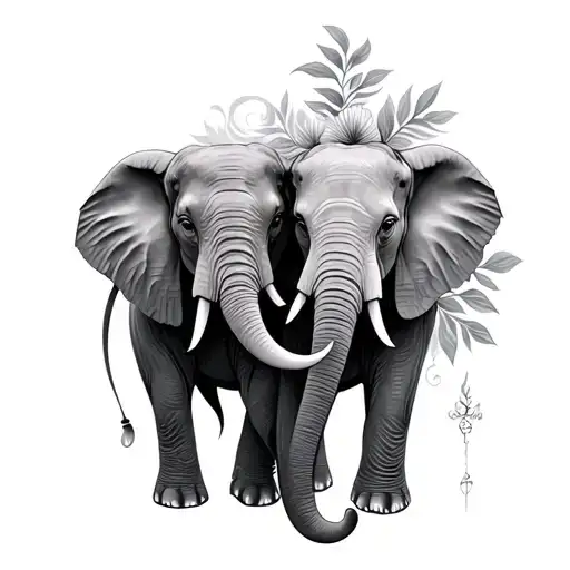 Elephant Male And Female Romantic