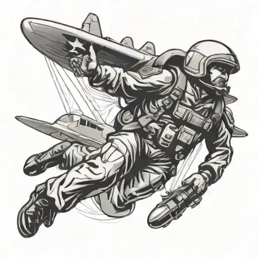 Parachutist With Airplane