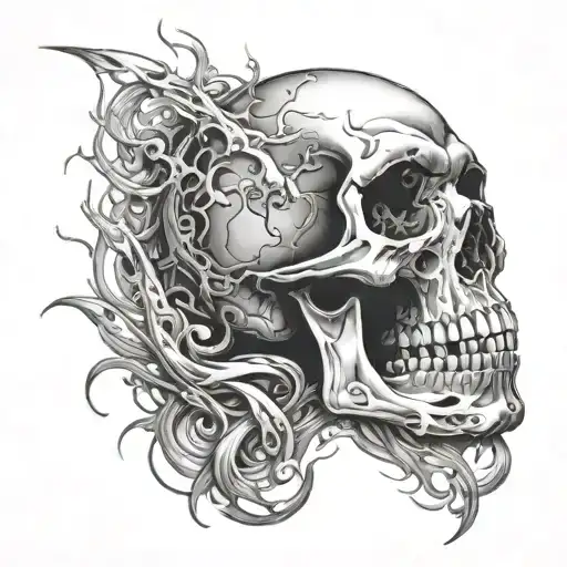 Abstract Skull Turning Into Ashes Tattoo Design