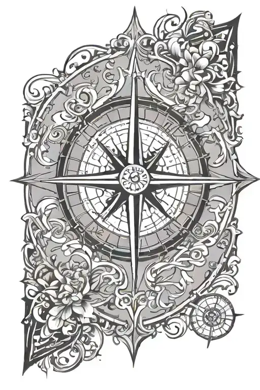 Compass Rose With Intricate Details