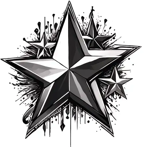 2 Big Stars On Top 3 On The Bottom Rib Cage