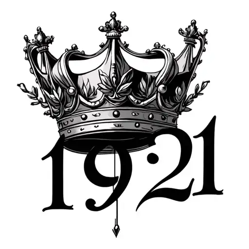 Put The Number 1921 And On The Left And The Right The Roman Leaf Emporer Crown