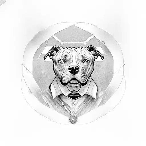 Design A Stoic Philosopher With A Pitbull Companion