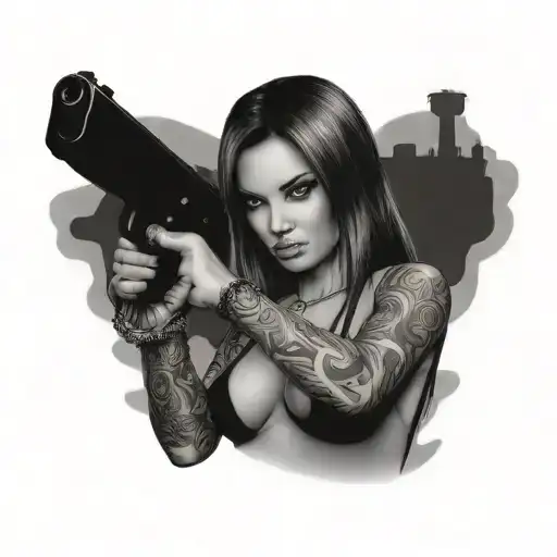 Sexy Girl Money Guns