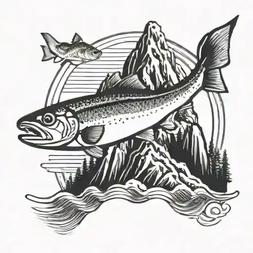 Mountain With Rainbow Trout