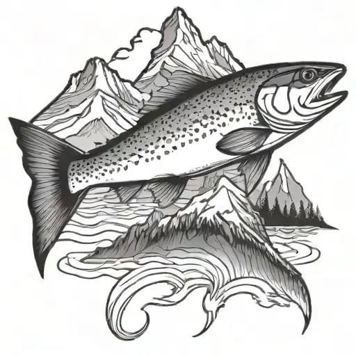 Mountain With Rainbow Trout