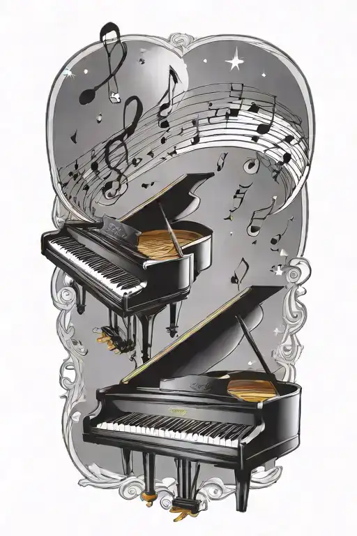 Music Notes Floating In The Sky Piano Keys