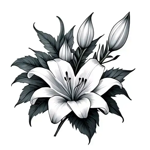 Lily Flowers And Leaves