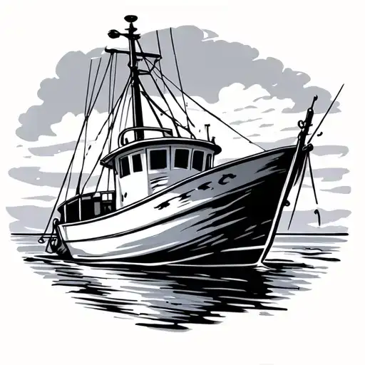 Amelia Island Outline Fishing Boat