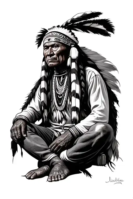 Native American Man Sitting