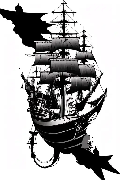 Travel Themed Tattoo Featuring Nautical Elements Intertwined