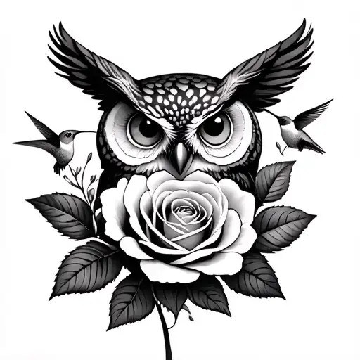 Fiddle Owl Roses Hummingbird Iris Flower